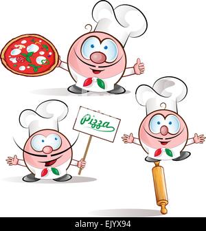 Chef italien situé isolé sur fond blanc Illustration de Vecteur