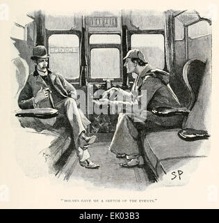 Holmes m'a donné un croquis des événements - de 'l'aventure de Silver Blaze' par Arthur Conan Doyle (1859-1930). Illustration par Sidney Paget (1860-1908) à partir de 1892 édition du Strand Magazine. Voir la description pour plus d'informations. Banque D'Images