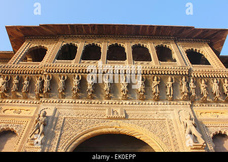 Façade, Ahilya fort, Maheswar, Khargone, Madhya Pradesh, Inde Banque D'Images