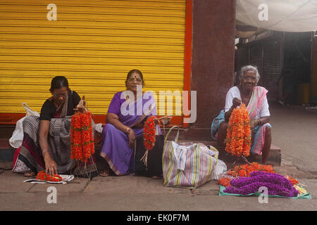 Les vendeurs de fleurs aboli, Goa, Inde Banque D'Images