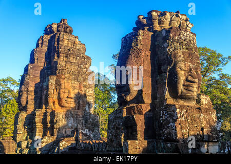 Sculpture représentant le visage de rois, Prasat temple Bayon Banque D'Images