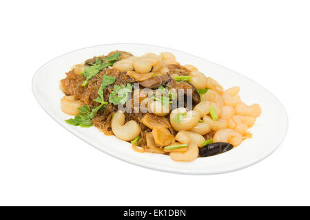 Spicy Sauté de pétoncles avec sauce de poisson avec des nouilles. Banque D'Images