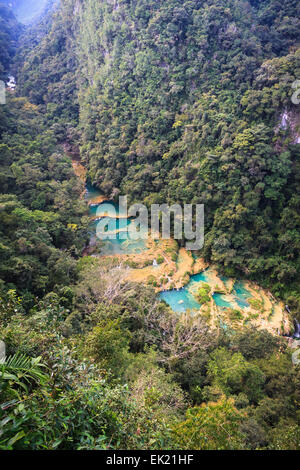 Semuc champay un parc aquatique naturel au Guatemala Banque D'Images