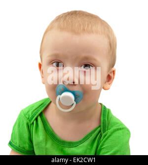 Portrait de petit garçon isolé sur fond blanc Banque D'Images