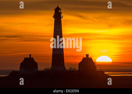 Leuchtturm Westerheversand, Büsum, Eiderstedt, Frise du Nord, Schleswig-Holstein, Allemagne, Europe Banque D'Images