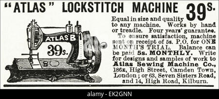 Années 1900 Victorian Publicité Publicité magazine Novembre 1900 ATLAS machine à piquer Banque D'Images