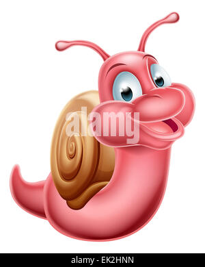 Une illustration d'un mignon heureux cartoon snail Banque D'Images