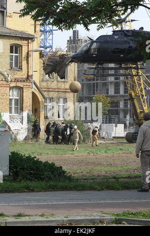 Sur le tournage du film "Nanny" en Alt Stralau. Doté d''atmosphère : où : Berlin, Allemagne Quand : 02 Oct 2014 Banque D'Images