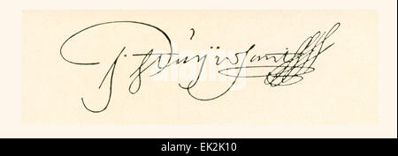 La signature de Peter Stuyvesant, c. 1612 - 1672, alias Petrus. Directeur général néerlandais de la dernière colonie de la France de 1647 jusqu'à ce qu'elle est cédée aux anglais à titre provisoire en 1664, après quoi il a été renommé New York. Banque D'Images