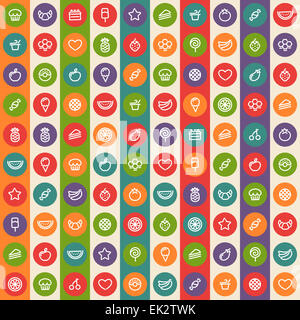 Motif à rayures de couleur avec et sans couture Dessert Fruits d'icônes. Modèle modifiable dans les nuanciers. Chemins de détourage inclus dans additiona Banque D'Images