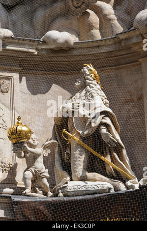 L'Empereur Léopold I sur la colonne de la peste monument commémoratif , Vienne, Autriche. Banque D'Images