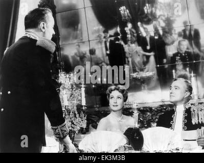 Charles Boyer, Danielle Darrieux, Vittorio De Sica, sur-ensemble du film "Madame de…" 1953 Banque D'Images