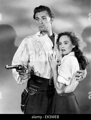 Robert Mitchum, Teresa Wright, sur-st du film 'Poursuivre', 1947 Banque D'Images