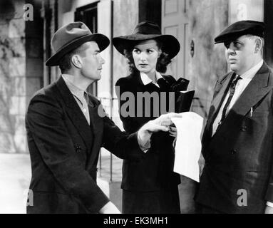 Kent Smith, Maureen O'Hara, Charles Laughton, sur-ensemble du film 'Ce pays est à moi', 1943 Banque D'Images