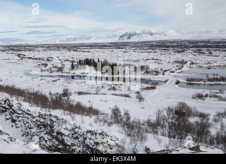 Pingvellir National Park, de l'Islande en hiver. Banque D'Images