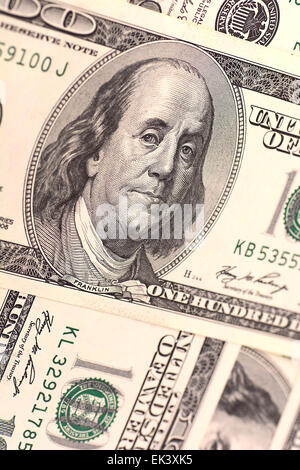 Vue en gros de billets en dollars américains Banque D'Images