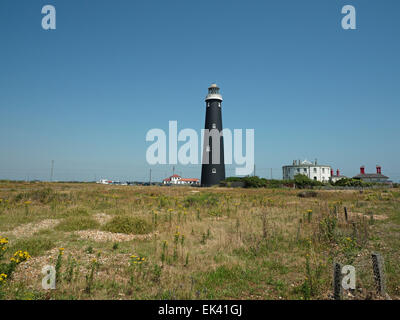 Le vieux phare, Dungeness, Kent, Angleterre, Royaume-Uni. Banque D'Images