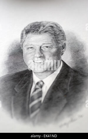 Portrait du président Bill Clinton d'un gouvernement fédéral gravure gravé dans une plaque de métal Banque D'Images