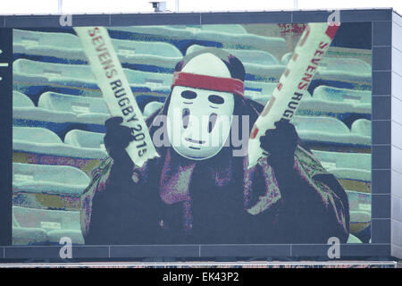 Tokyo, Japon. 5ème apr 2015. Fans Rugby : 2014-15 IRB Sevens World Series, Tokyo Sevens 2015, au Prince Chichibu Memorial Stadium à Tokyo, au Japon . © AFLO SPORT/Alamy Live News Banque D'Images