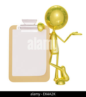 Illustration 3d de caractère d'or avec présentation poser Banque D'Images