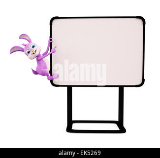 3d illustration de lapin de Pâques avec panneau Banque D'Images