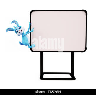 3d illustration de lapin de Pâques avec panneau Banque D'Images