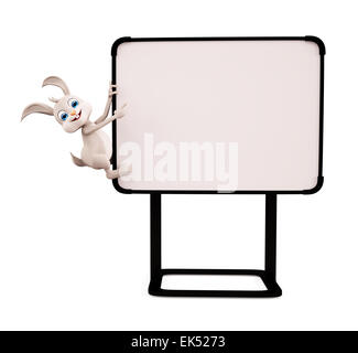 3d illustration de lapin de Pâques avec panneau Banque D'Images