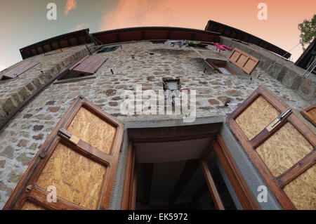 Façade de maison médiévale, Quota di Poppi, Casentino, Toscane Banque D'Images