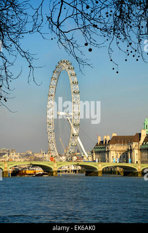 Londres, Angleterre, Royaume-Uni. Roue du millénaire / Coca Cola London Eye. Grande roue sur la rive sud Banque D'Images