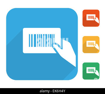 Avec l'étiquette à code-barres de la main de l'icon set Banque D'Images