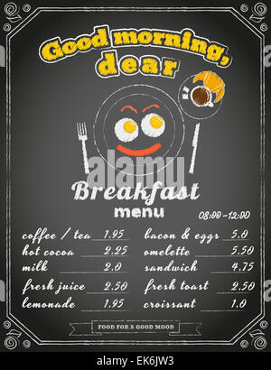 Menu de petit-déjeuner sur le tableau Banque D'Images