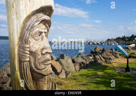 Amérique du Nord, Canada, Colombie-Britannique, île de Vancouver, Campbell River, waterfront, totem Banque D'Images