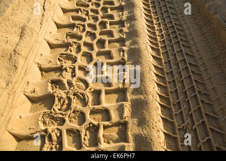 4x4 voies en envoyer sur dunes de sable Salon National de Doñana, Huelva, Espagne Banque D'Images