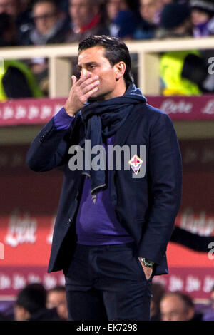 Florence, Italie. 7 avril, 2015. Vincenzo Montella (Fiorentina) 7 avril 2015 - Football/soccer : Coppa Italia (Tim Cup) 2e demi-finale match aller entre Fiorentina 0-3 Juventus au stade Artemio Franchi à Firenze, Italie. Credit : Maurizio Borsari/AFLO/Alamy Live News Banque D'Images