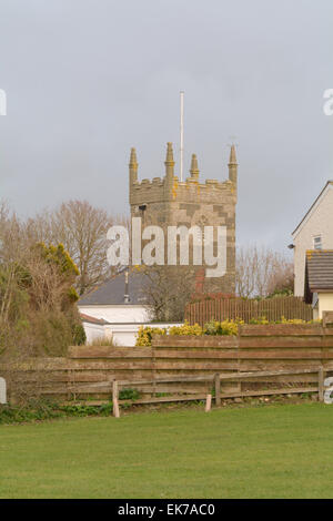 Tour de l'église Saint Mellanus, meneau, Cornwall, Angleterre Banque D'Images