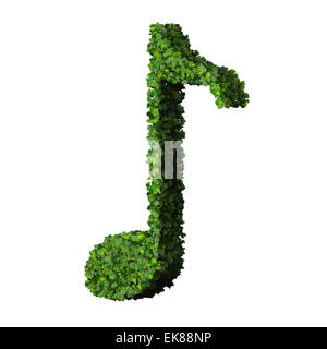 Note musicale symbole huit faits à partir de feuilles vert isolé sur fond blanc. 3D render Banque D'Images