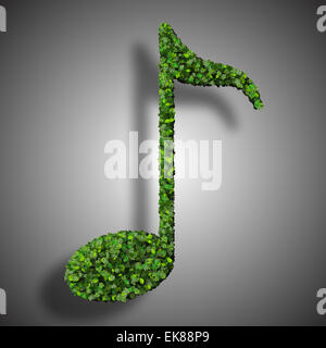 Note musicale symbole huit faits à partir de feuilles vert isolé sur fond blanc. 3D render Banque D'Images