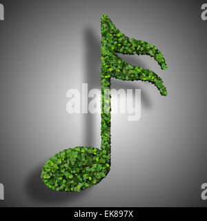 Note musicale symbole huit faits à partir de feuilles vert isolé sur fond blanc. 3D render Banque D'Images