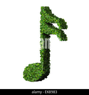 Note musicale symbole huit faits à partir de feuilles vert isolé sur fond blanc. 3D render Banque D'Images