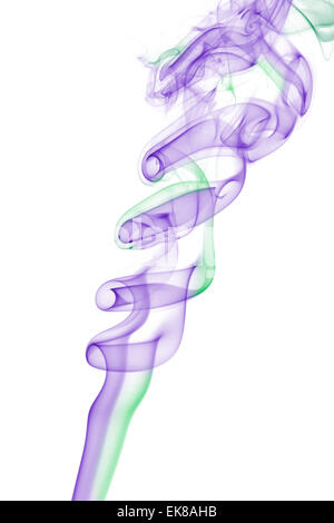 Effet de fumée violet et vert résumé au blanc. Banque D'Images