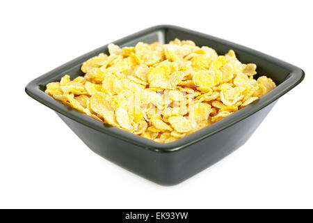 Bol de cornflakes isolated on white Banque D'Images