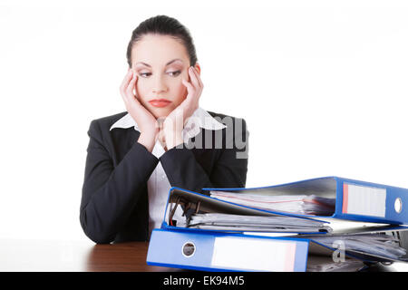 Fatigué et exhousted femme d'affaires. Banque D'Images