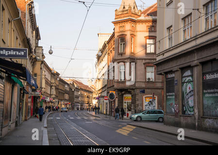 La rue Ilica, dans le centre de Zagreb, Croatie Banque D'Images