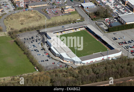 Vue aérienne de Scunthorpe United football ground Rue Glanford Park, Royaume-Uni Banque D'Images