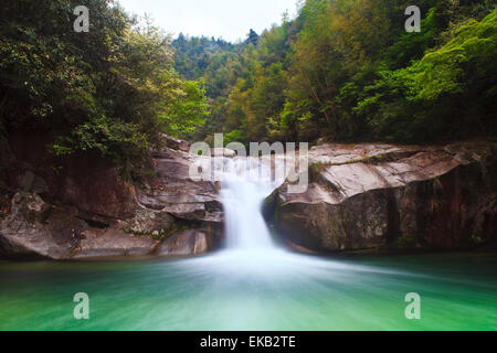 Cascade dans la forêt profonde, la Chine Wuyuan. Banque D'Images