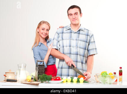 Couple d'ensemble de cuisine Banque D'Images