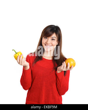 Magnifique Asian girl holding fruits et légumes Banque D'Images