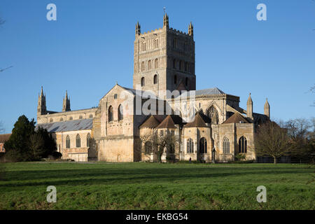 Abbaye de Tewkesbury (église abbatiale de Sainte Marie la Vierge), Gloucester, Gloucestershire, Angleterre, Royaume-Uni, Europe Banque D'Images