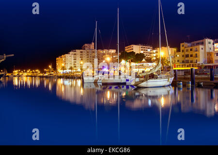 San Antonio de Portmany port nuit à Ibiza Banque D'Images