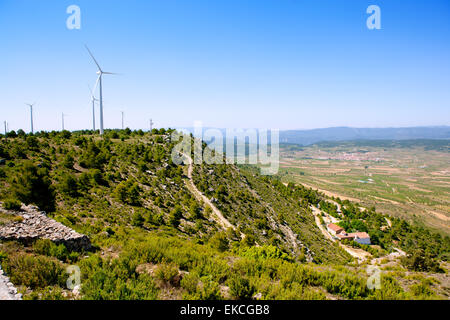 Aras de los Olmos vallée avec winmills Banque D'Images